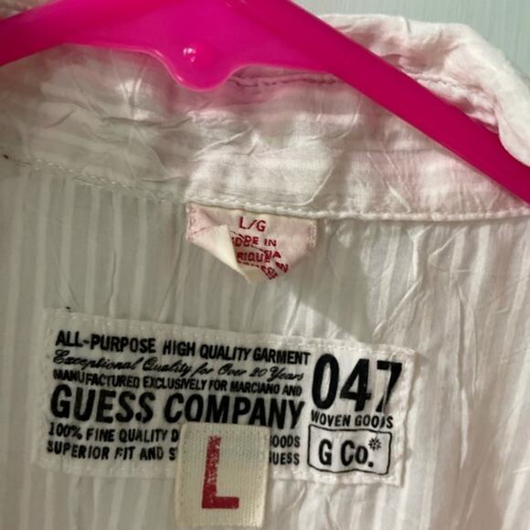 Guess Sheer button down shirt white L - Picture 5 of 6